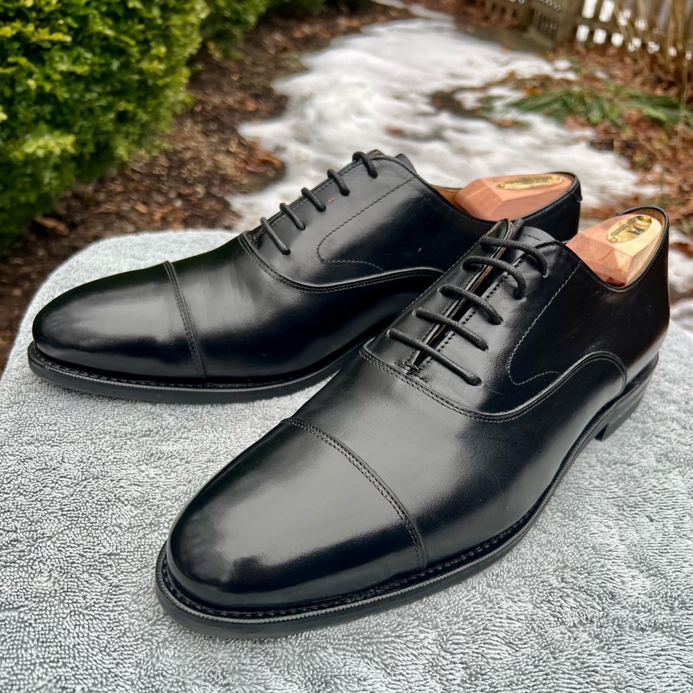 Meermin Men’s Classic Black Leather Cap Toe Oxfords US Sz 11D EUC